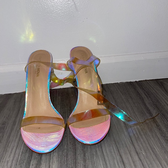 Clear Block Multi Colored Heels Fashionnova - Picture 1 of 4